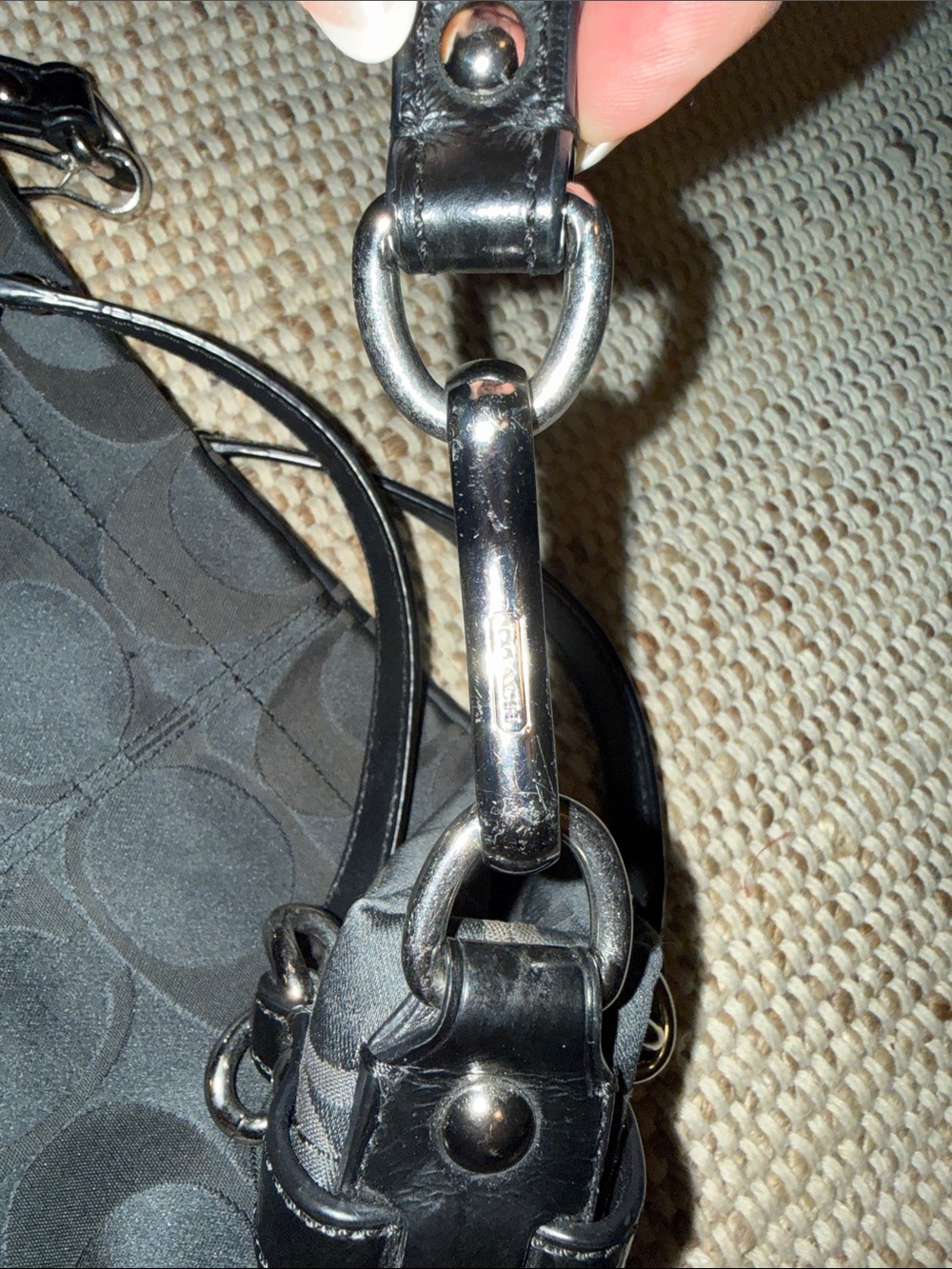 Coach Black Signature Jacquard Tote with Leather Trim F171183 Size 14x4x11 - Picture 2 of 11